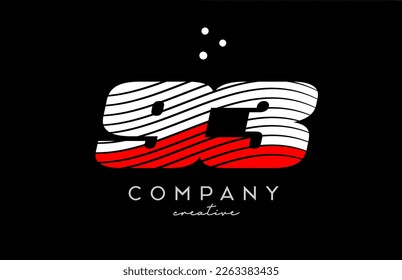 93 number logo with red white lines and dots. Corporate creative template design for company and business