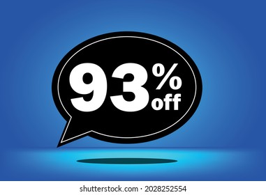 93% off - black and blue floating balloon - with blue background - banner for discount and reduction promotional offers