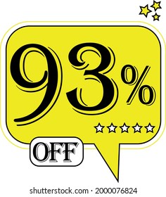 93% off Floating yellow balloon for promotional offers and discounts.