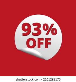 93% off with red background and white sticker at amazing discount sale