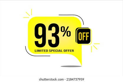 93% off a yellow balloon with black numbers. Flag with percentage numbers