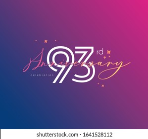 93 rd Anniversary celebration logo, Icon template Vector.