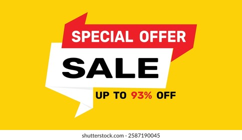 93% special offer discount icon vector design background