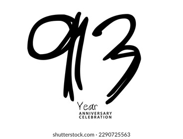 93 year anniversary celebration black color logotype vector, 93 number design, 93th Birthday invitation, anniversary logo template, logo number design vector, calligraphy font, typography logo