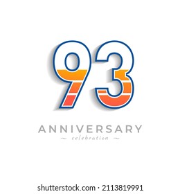 93 Year Anniversary Celebration with Charging Icon Battery for Celebration Event, Wedding, Greeting card, and Invitation Isolated on White Background