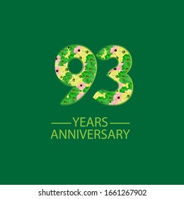 93 Year Anniversary Celebration Vector Template Design Illustration