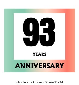 93 year anniversary celebration, vector design for celebrations, invitation cards and greeting cards