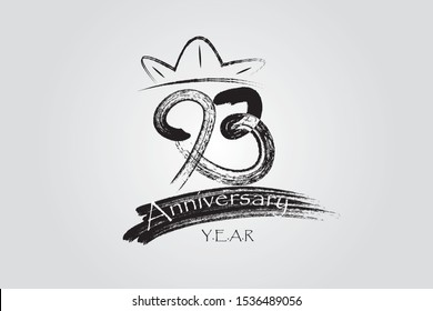 93 year anniversary chalk, ink Marker Pen Style, years, jubilee, greeting card. Birthday invitation sign  Vector