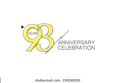 93 year Anniversary comical look, simple line art, Sleek and Clean Design for greeting card, invitation card - Vector