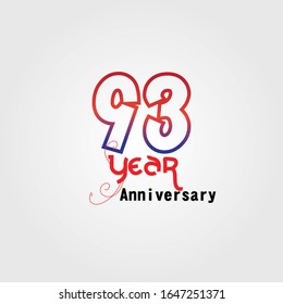 93 Year Anniversary Vector Template Design Illustration