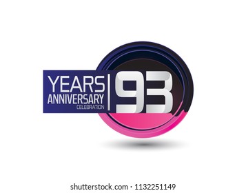 93 years anniversary celebration design with circle purple color isolated on white background. vector illustration for use special celebration event