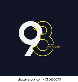 93 years anniversary celebration linked number logo, isolated on dark background