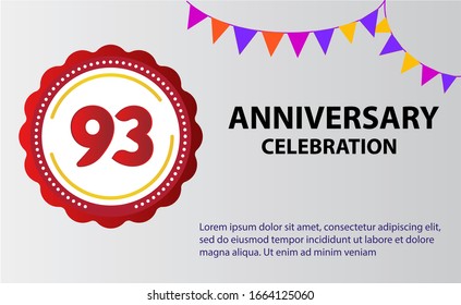 93 years anniversary celebration logo vector template design illustration