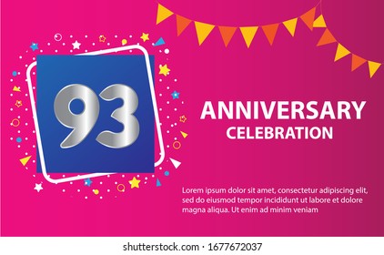 93 years anniversary celebration logo vector template design