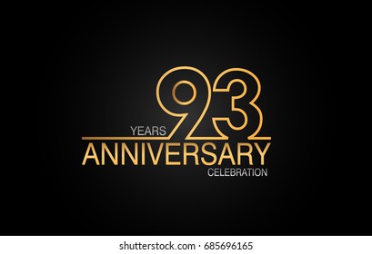 93 years anniversary celebration logotype. anniversary logo with golden and silver color isolated on black background, vector design for celebration, invitation card, and greeting card