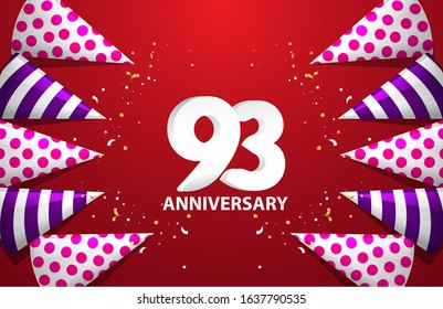 93 Years Anniversary Celebration Vector Template Design Illustration
