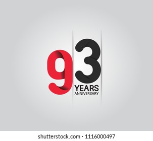 93 years anniversary for company celebration. anniversary logo with red and black color