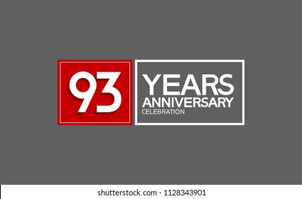 93 years anniversary design horizontal square style with red and white color for celebration event