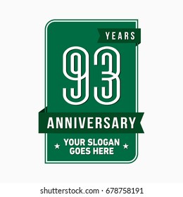 93 years anniversary design template. Vector and illustration.