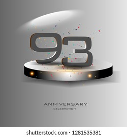 93 years anniversary design vector templates and illustrations, concepts in the future by giving a sci fi feel effect