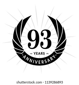 93 years anniversary. Elegant anniversary design. 93 years logo.