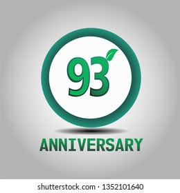 93 years Anniversary with go green design. Simple design with leave on second number. Green font and circle. My all design can see in my portofolio