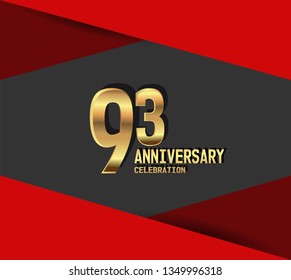 93 years Anniversary gold font with red fold on above and below font. My all design can see in my portofolio