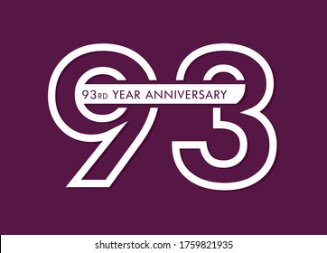 93 years anniversary image vector, 93rd anniversary celebration logotype 