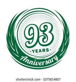 93 years anniversary. Anniversary logo design. 93 years logo.