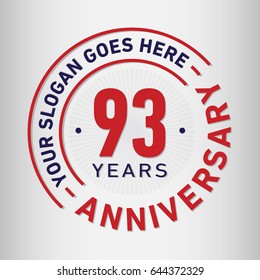 93 years anniversary logo template. Vector and illustration.