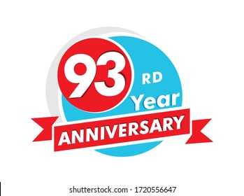 93 years anniversary logotype. Celebration 93rd anniversary celebration design