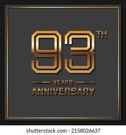 93 Years Anniversary logotype. Anniversary celebration template design for booklet, leaflet, magazine, brochure poster, banner, web, invitation or greeting card. Vector illustrations.