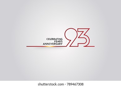 93 Years Anniversary logotype with red colored font numbers made of one connected line, isolated on white background for company celebration event, birthday
