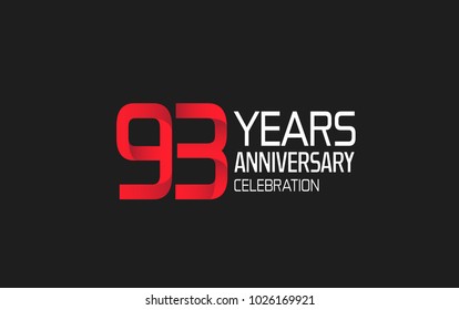 93 years anniversary logotype simple design with red and white color isolated on black background