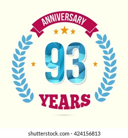 93 Years Anniversary with Low Poly Design and Laurel Ornaments
