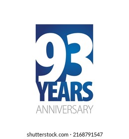 93 Años Aniversario número de espacio negativo símbolo del logo blanco azul