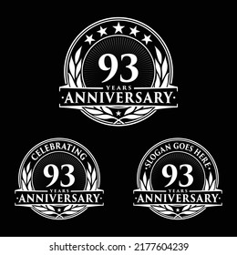 93 years anniversary set. 93rd celebration logo collection. Vector and illustration. 
