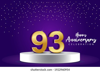 Ilustración de diseño de plantillas vectoriales de 93 años. Números 3d azules con escenario de podio para celebración