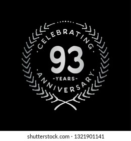 93 years design template. 93rd vector and illustration.