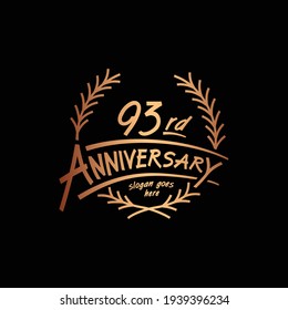 plantilla de diseño de 93 años. Vector e ilustración. Logo de 93 años.