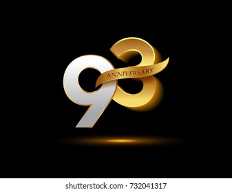 93 years golden anniversary logo celebration with ribbon