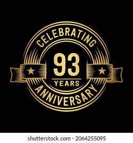 93 years logo design template. 93rd anniversary vector and illustration.