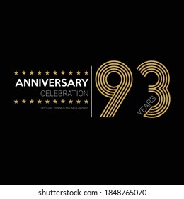 93 years old celebrating logo. happy anniversary 93th. Greetings celebrates.