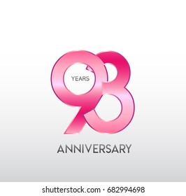 93 years pink anniversary. with overlapping number. for business, corporate, wedding, love, valentine logo celebration