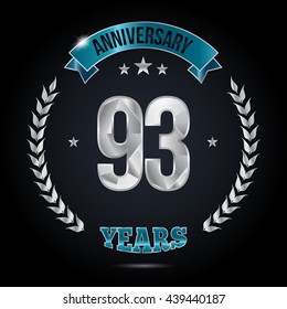 93 Years Silver anniversary logo, low poly design number