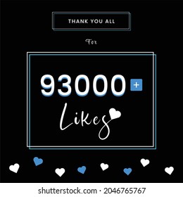 93000 likes, thank you banner ,Vector illustration design.