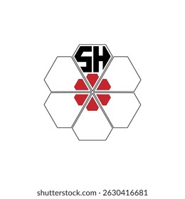 931 diamond shape alphabet letter pentagon geometric educational learning flower logo S H