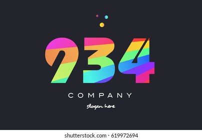 934 creative color green orange blue magenta pink number digit company logo vector icon spectrum