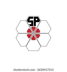 934 diamond shape alphabet letter pentagon geometric educational learning flower logo S P