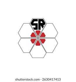 935 diamond shape alphabet letter pentagon geometric educational learning flower logo S R